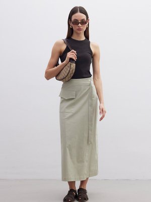 Kruvaze Cep Detaylı Etek Çağla Kruvaze Cep Detaylı Etek Çağla