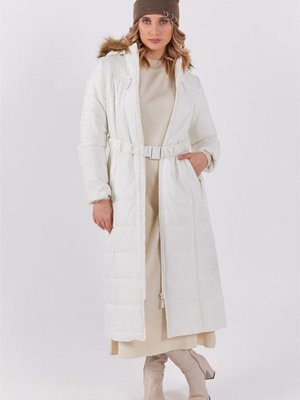 Lastik Kemerli Anorak Beyaz Mont Lastik Kemerli Anorak Beyaz Mont