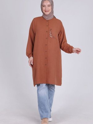 Soğan Kabuğu Büyük Beden Hakim Yaka Tunik