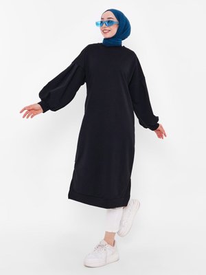Balon Kollu Uzun Sweatshirt Siyah Balon Kollu Uzun Sweatshirt Siyah