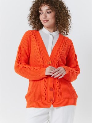 Zincir Desen Turuncu Hırka