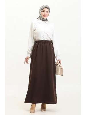Ahlem Büyük Beden Düğme Detaylı Etek Ahlem Büyük Beden Düğme Detaylı Etek