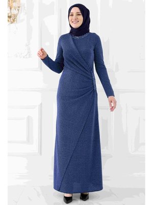 İndigo Simay Abiye Elbise