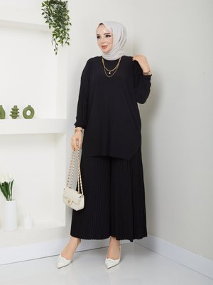 Yeni Sezon Çok Rahat Şık Etek Görünümlü Pantolon Tunik Ela Takım ??