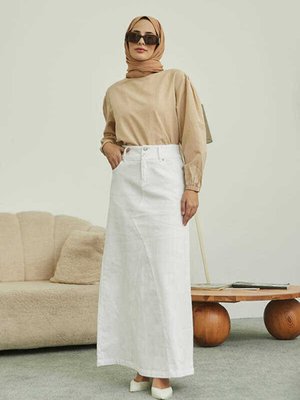 Denim Etek Beyaz