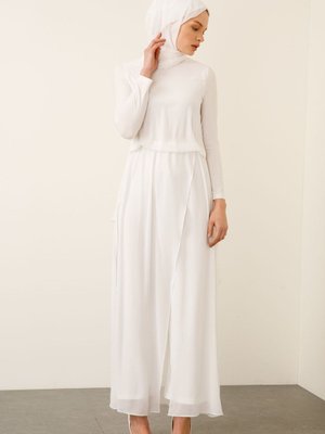 Arkası İp Geçişli Tulum Beyaz Arkası İp Geçişli Tulum Beyaz