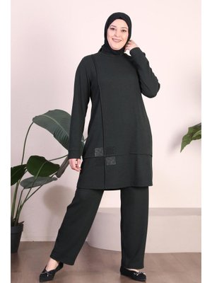 Haki Büyük Beden Triko Takım