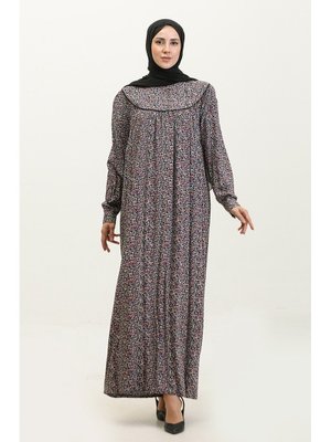 Adelya Beden Desenli Viskon Elbise 4473g Adelya Beden Desenli Viskon Elbise 4473g