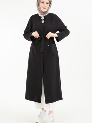 Trend Krem Kumaş Gizli Düğmeli Yanlardan Cepli Giy Çık