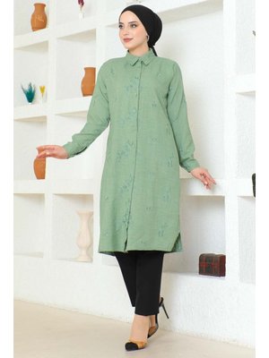 Yeşil Büyük Beden Yırtmaçlı Tunik Yeşil Büyük Beden Yırtmaçlı Tunik