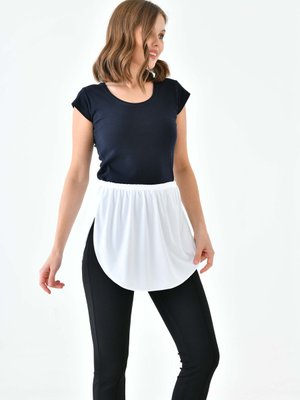 Beyaz Yuvarlak Model Tişört Yırtmaçlı Içlik Lastikli Astar Etek Beyaz Yuvarlak Model Tişört Yırtmaçlı Içlik Lastikli Astar Etek