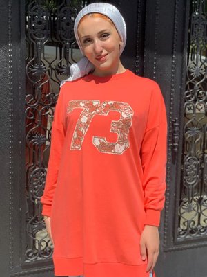 Coral Taş Baskılı Sweat Coral Taş Baskılı Sweat