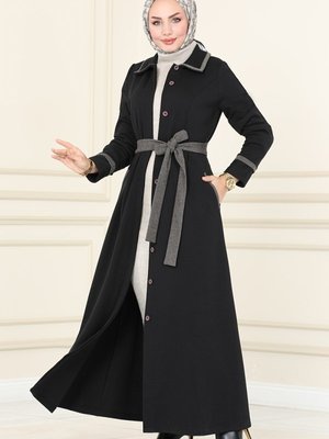 Siyah & Vizyon Kemerli Kışlık Ferace Siyah & Vizyon Kemerli Kışlık Ferace