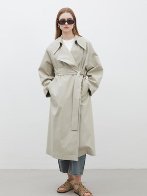 Oversıze Geniş Yaka Trençkot Yeşil Oversıze Geniş Yaka Trençkot Yeşil