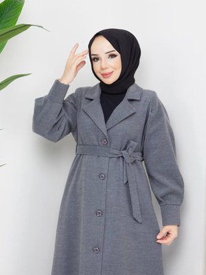 Kışlık Kuşaklı Kaşe Kaban