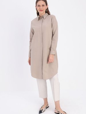 Vizon Gizli Patlı Pamuklu Gömlek Tunik