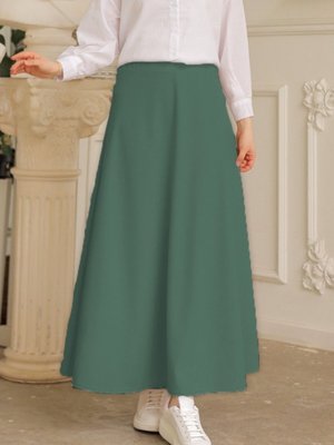 Puf Scuba Kloş Etek Zümrüt Yeşili