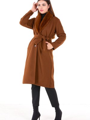 Kahve Yaka Detay Kaşe Kaban Kahve Yaka Detay Kaşe Kaban