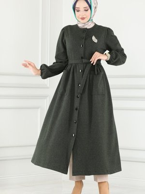 Haki Kemerli Balıksırtı Ferace & Elbise Haki Kemerli Balıksırtı Ferace & Elbise
