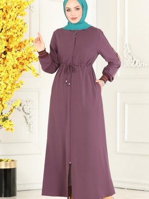 Koyu Lila Beli Tünelli Medine İpeği Ferace Koyu Lila Beli Tünelli Medine İpeği Ferace
