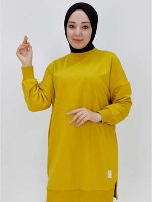 İki İp Kumaş Basic Tunik Sweatshirt İki İp Kumaş Basic Tunik Sweatshirt