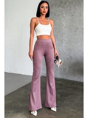 Lila İspanyol Paça Fitilli Tayt