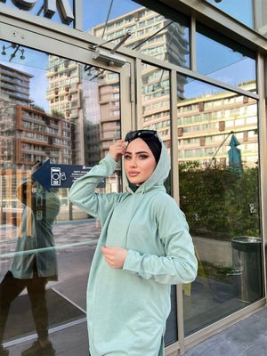 Pamuklu Tunik Pantolon Eşofman Takım Mint Pamuklu Tunik Pantolon Eşofman Takım Mint