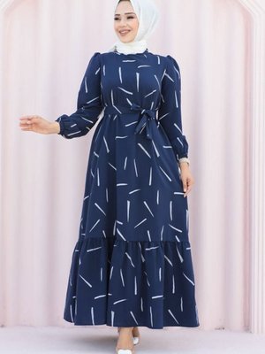 Etek Fırfırlı Viskon Elbise