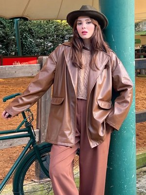 Kahverengi Deri Ceket