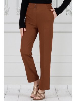 Kahverengi Cepli Dar Paça Pantolon