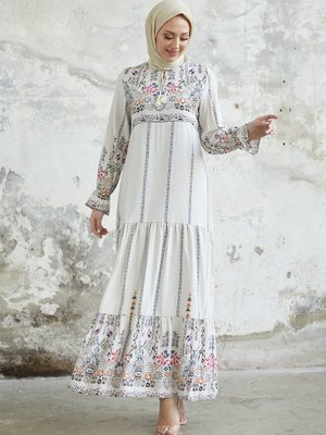 Püskül Detaylı Elbise Lacivert