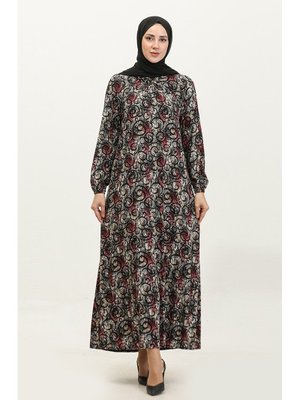 Açelya Büyük Beden Desenli Viskon Elbise 44851l