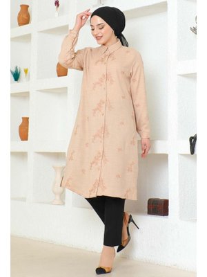 Bej Büyük Beden Yırtmaçlı Tunik Bej Büyük Beden Yırtmaçlı Tunik