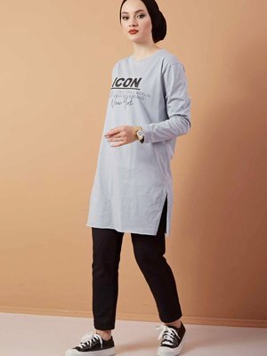 Gri Icon Yazı Baskılı Sweat Gri Icon Yazı Baskılı Sweat