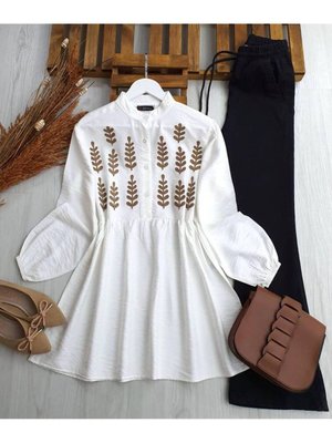 Nakışlı Hakim Yaka Gömlek Tunik