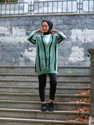 Çizgili Uzun Hırka