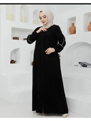 Tam Yazlık Ince Iç Göstermez Kolu Şeritli Spor Ferace Tam Yazlık Ince Iç Göstermez Kolu Şeritli Spor Ferace
