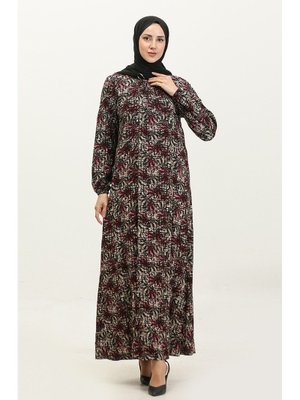 Açelya Büyük Beden Desenli Viskon Elbise 44851p