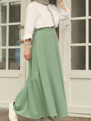 Puf Scuba Kloş Etek Mint