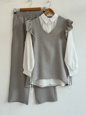 Üçlü Keten Kumaş Takım