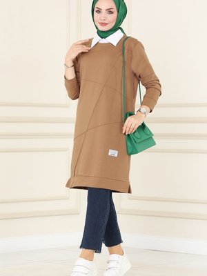 Koyu Latte Dikiş Detaylı Tunik Koyu Latte Dikiş Detaylı Tunik