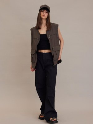 Teknik Detaylı Yelek Vizon