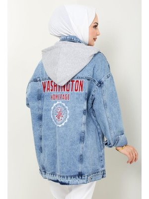 Mavi Washington Nakışlı Kot Ceket Mavi Washington Nakışlı Kot Ceket