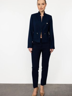 Lacivert Dar Paça Pantolon