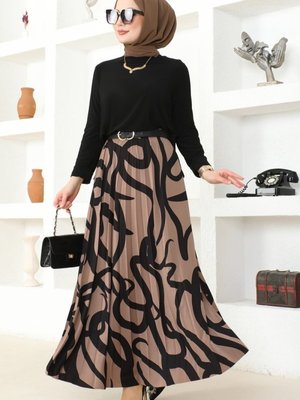 Siyah & Koyu Vizyon Desenli Sandy Etekli Takım Siyah & Koyu Vizyon Desenli Sandy Etekli Takım