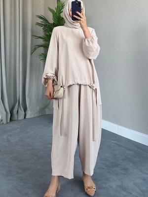 Şalvar Airobin Takım Bej