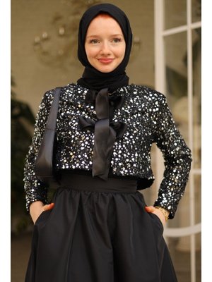 Oys Gri Payetli Ceket