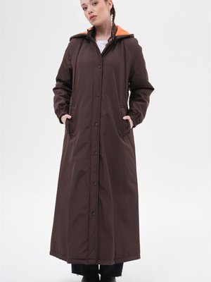 Elyaf Dolgulu Koyu Kahverengi Pardesü