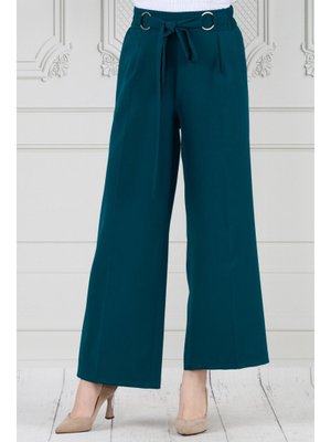 Petrol Halka Detay Bol Paça Pantolon