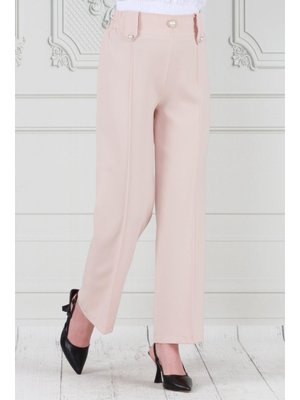 Krem İnci Broşlu Çımalı Bol Paça Pantolon